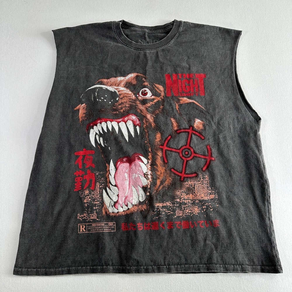 The Night Shift Mens Horrorcore Sleeveless Muscle T Shirt Size XL Gray Graphic